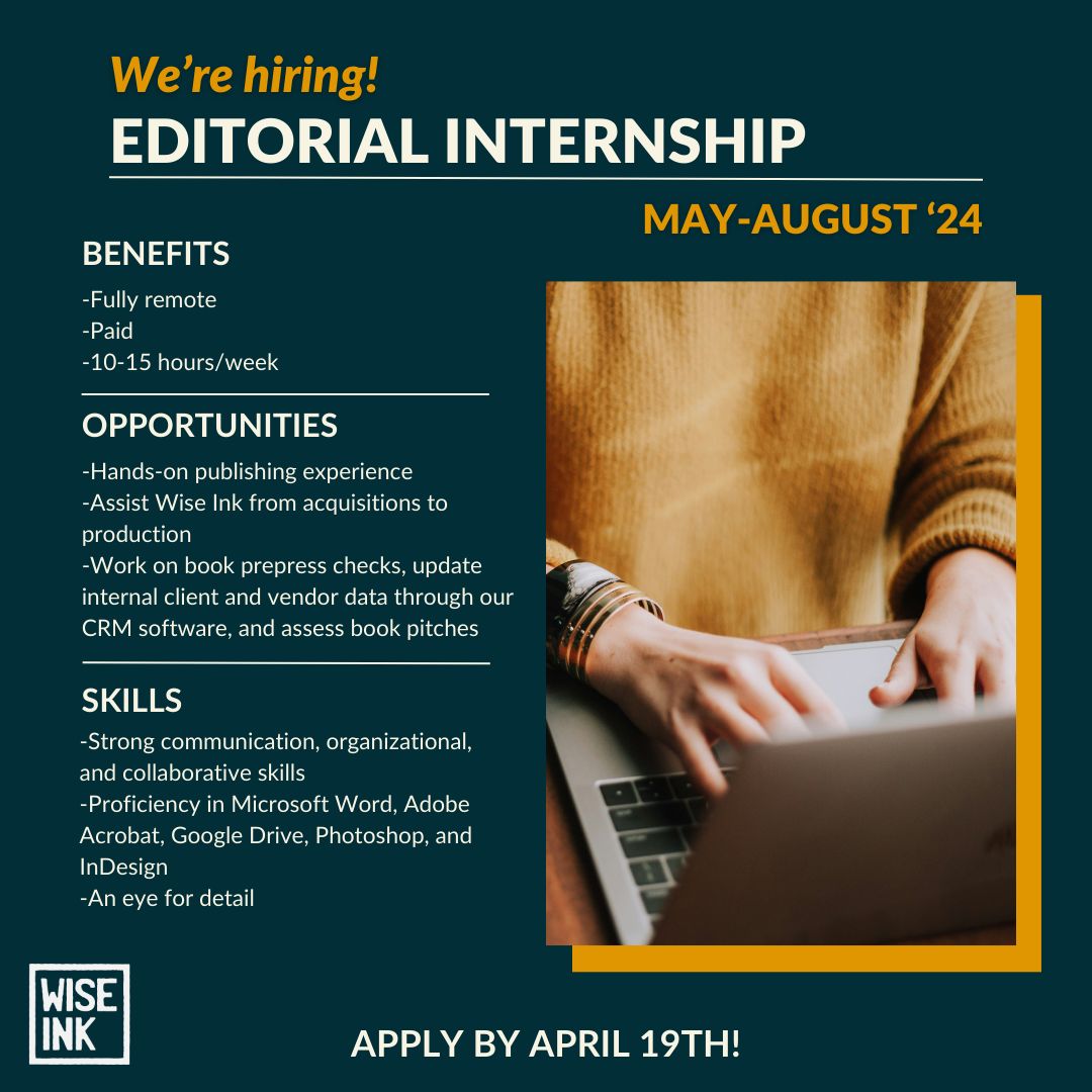 Attention Oxford comma fanatics! Wise Ink is hiring a summer editorial intern for May-Aug 2024! 🎉 If you’re a team player with strong verbal and written communication and organizational skills, we’d love to meet you! 👋 Apply now! buff.ly/49ZBq9R