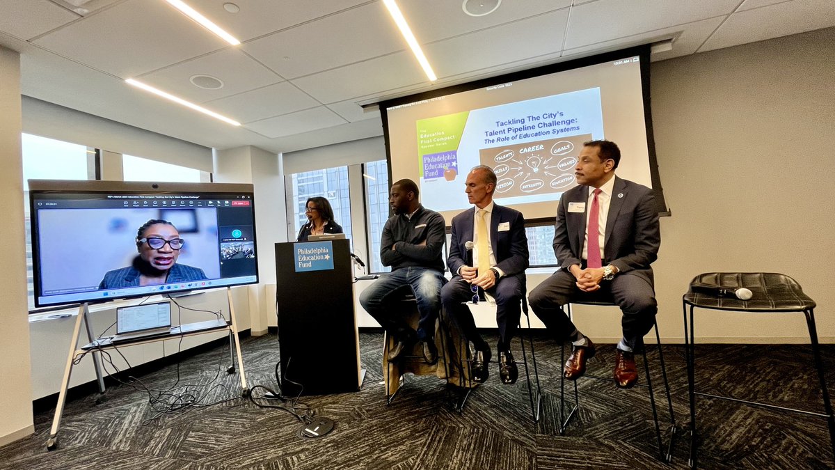 watlington_sr's tweet photo. So great joining @PhilaEdFund, @CMThomasPHL, @CitizensBank President Dan Fitzpatrick, and Dr. Nicole Smith from @GeorgetownCEW on the March Education First Compact panel sharing insights on partnerships and District initiatives for student postsecondary success through ACT 158. https://t.co/I1wtcxQiJO