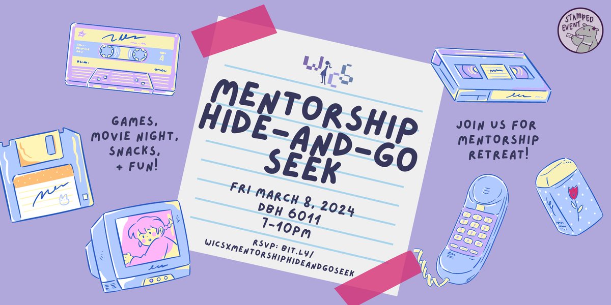 Want a break before having to study for finals 📚 ? Join us for this quarter’s mentorship retreat, where we will be playing an intense game of hide and go seek in Aldrich Park 🔎 and winding down with a movie night #sleepoverstyle
RSVP: bit.ly/WICSxMentorshi…