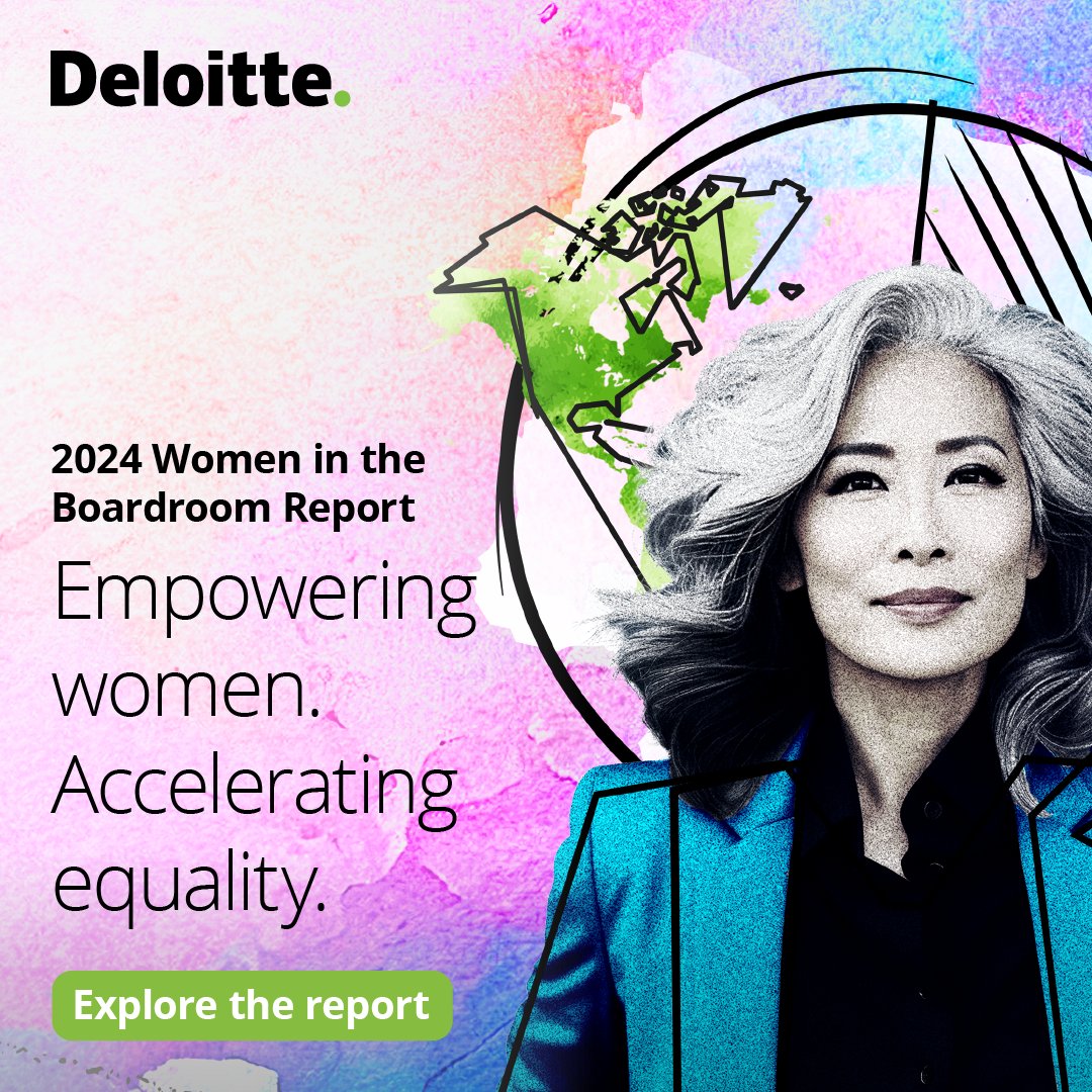 Deloitte's tweet photo. In the latest edition of Deloitte Global’s Women in the Boardroom report, we uncover how board #diversity around the world is lagging.

Read the report to learn more🔗 https://t.co/whn7nionOy https://t.co/tESttOEw1j