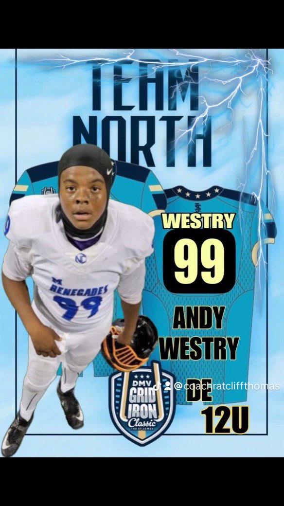 . 12u North #GIC all-star DE #Andy #Westry is gonna be special. This young man had the best individual tryout of any region. #UA #Camp we got one coming… •No star rating on Andy, we will only give star ratings to athletes we evaluate in person/live action (games or showcase)