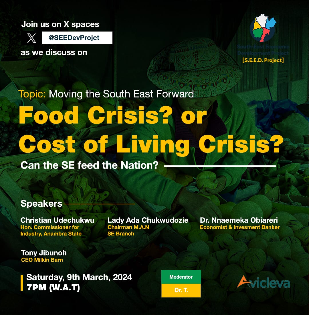 it's a great day to be a South Easterner.. The buzz &amp; excitement in the SE is electric!  But hunger still ravages the land..

Can the SE sustain itself?

Can we feed the nation?

X Spaces kicks off Sat. 9th March, 2024, 7pm.
