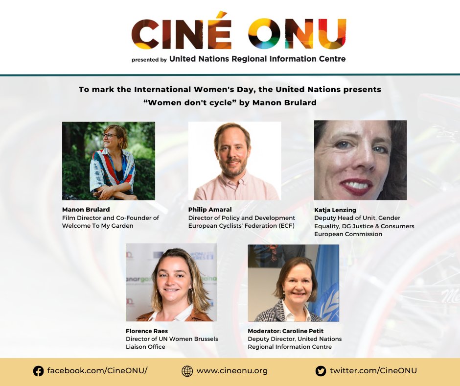 📢Only 2 days to go! To mark International Women’s Day #IWD2024, the @UNinBrussels & Partners present🎞️'Women Don't Cycle'. The film will be followed by a panel discussion in the presence of the film Director, @BrulardManon. Join us on Friday & meet our distinguished panelists!👇