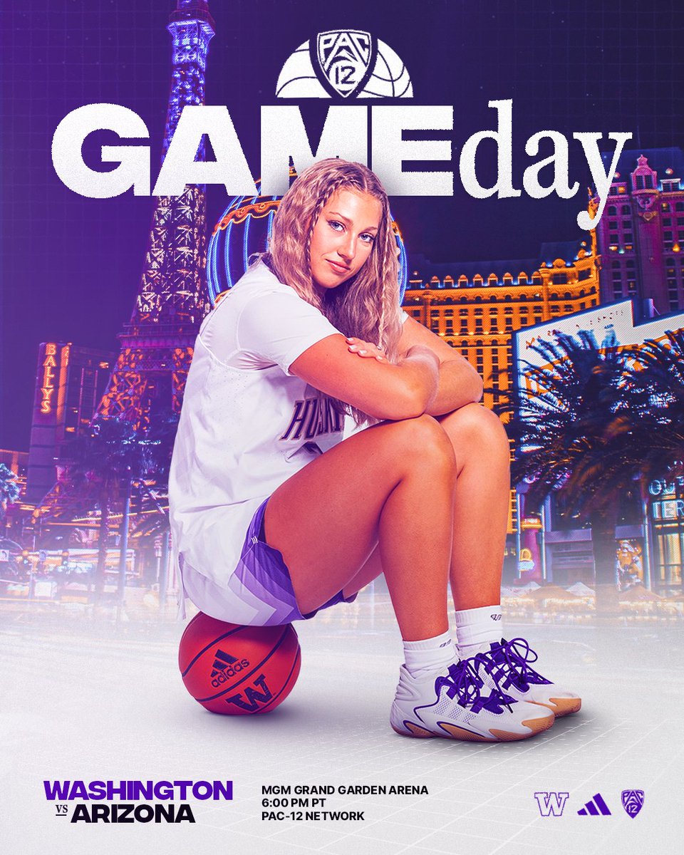 Tipping off at the Pac-12 Tournament today‼️

🆚 No. 7-seed Arizona
🕕 6 p.m.
📍 Las Vegas
🏀 First Round
📺 Pac-12 Networks

#Becoming x #DawgFight