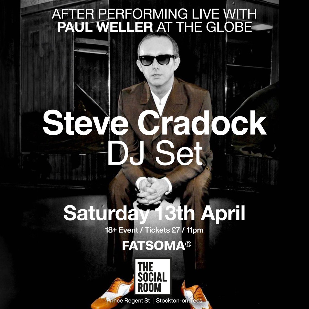 📣 Paul Weller fans After performing live with the Mod Father at The Globe, Steve Cradock Official will be heading to The Social Room for a very special DJ set 🎧 🎫 fatsoma.com/e/z5zdr07n/la/…