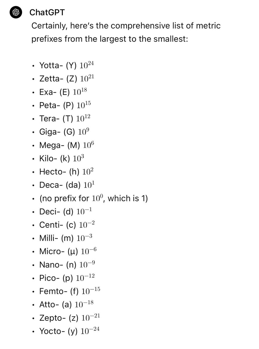 A list of metric prefixes from largest to smallest - shared to my ...
