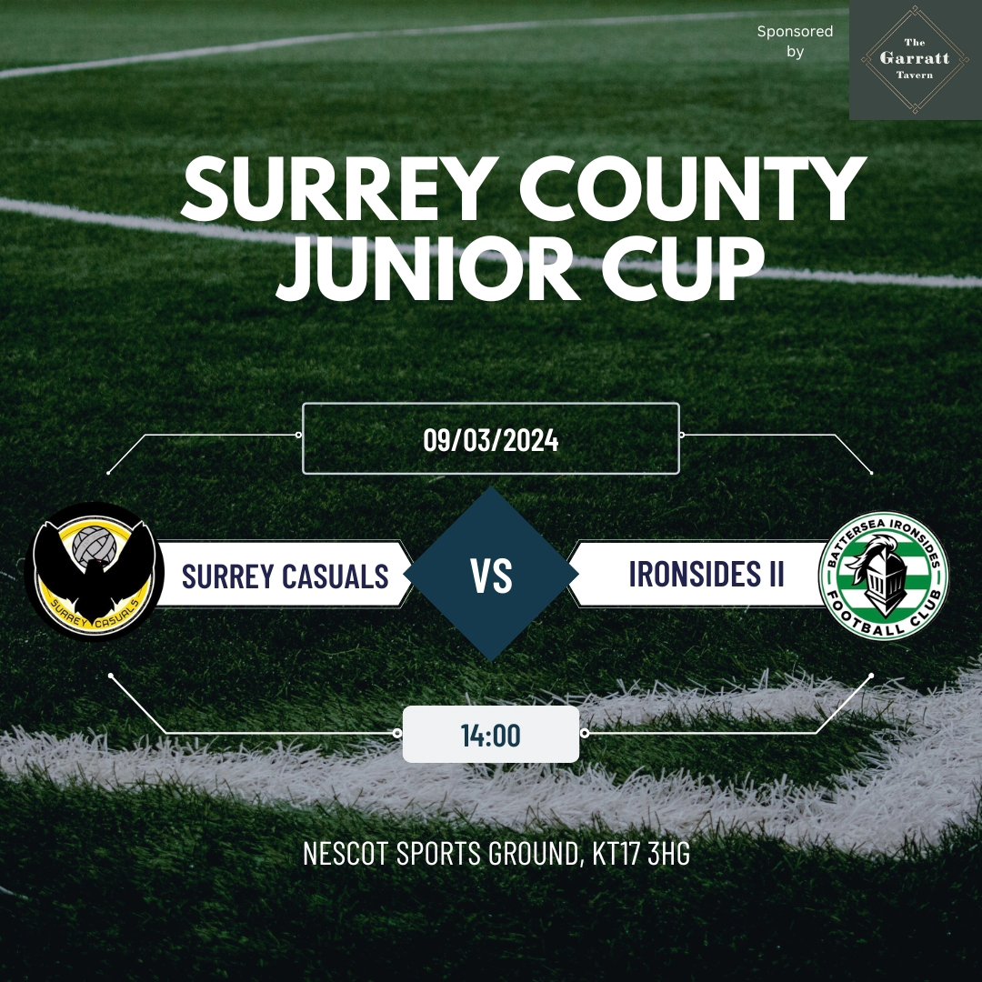 This weekends fixtures:

#Ironsides 1st XI play @afc_rh94 at home in the league.

#Ironsides 2nd XI travel to @surreycasualsfc in the county Cup QF.

#Irons ⚒️⚽️