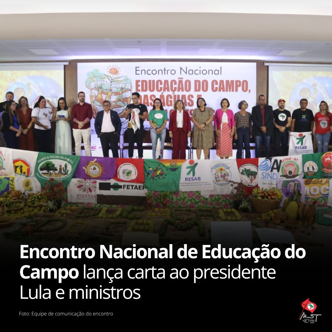 MST_Oficial's tweet photo. 📃 DOCUMENTO COBRA DO GOVERNO LULA AMPLIAÇÃO  E A RECOMPOSIÇÃO DA ESTRUTURA DO PRONERA

✉️ A Carta foi escrita durante o Encontro Nacional da Educação do Campo, das Águas e das Florestas. 

📲 Saiba mais: https://t.co/f0I9pjdwme

#Pronera #GovernoLula #TodosPelaReformaAgrária https://t.co/FRh0LUa8TX