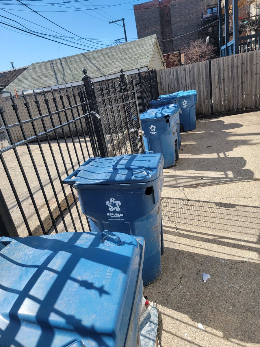 ChezCurt's tweet photo. New method to encourage recycling: fine anyone who has trash. Landlords at their finest https://t.co/URRNQX1Hay
