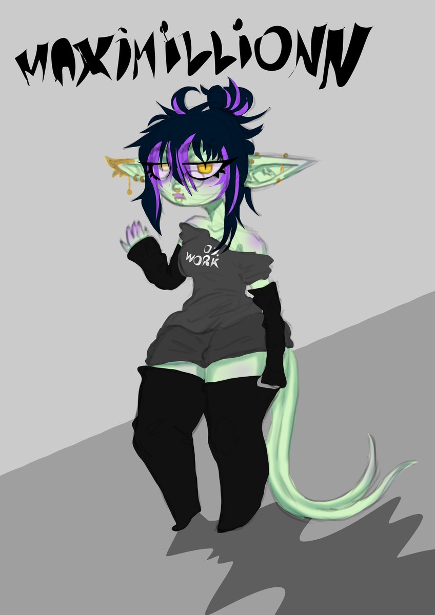 Still working on drawing and maybe getting sick so here have a goblin in my clothes #goblin