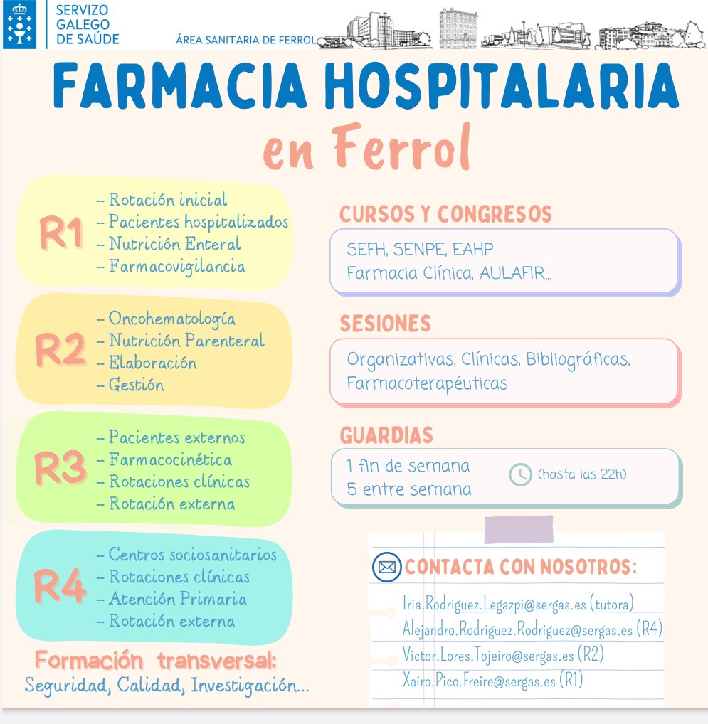 AlexRRguezz's tweet photo. 🔔🔊Xornada de Portas Abertas no CHUFerrol o próximo Venres 22 de Marzo!! Díptico informativo sobre a realización da especialidade en Farmacia Hospitalaria!! @ferrolsergas #ferrolmola https://t.co/LIQ7yomf49