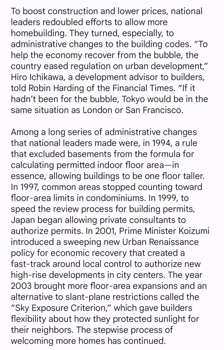@showusyourwork 2) Tokyo went through a massive housing policy liberalization in the 90s that dramatically increased height limits and streamlined approvals. This is a blueprint for cities like San Francisco to follow. sightline.org/2021/03/25/yes…