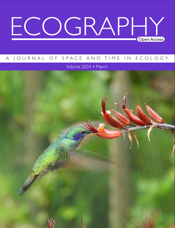 Our paper is this month's cover in @EcographyJourna! Hummingbirds are difficult to track with telemetry, but citizen science can give us insights into their movements in the Andes. Read our study and the rest of March's issue: ecography.org/content/march-…