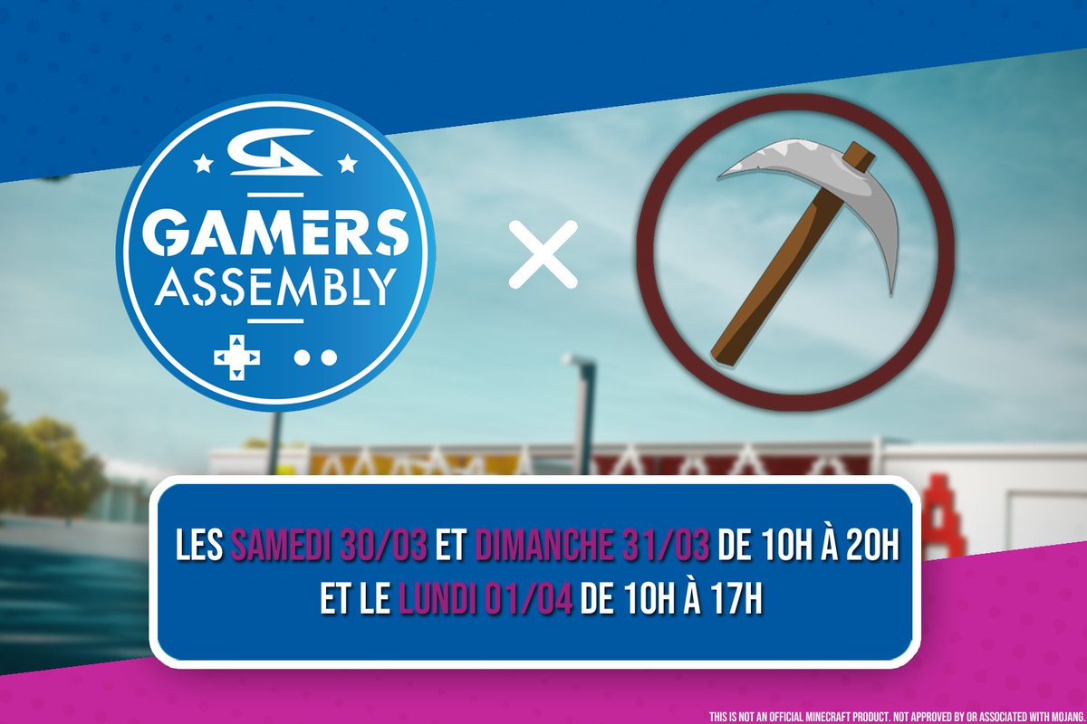 Nous sommes heureux d’animer cette année encore le stand #Minecraft de la @GamersAssembly Festival Edition 2024 !🎉 Rendez-vous du 30/03 au 01/04, au @ParcExpoGP 📍 De nombreux lots seront à gagner, nous avons hâte de vous y retrouver !🎁 #GamersAssembly #gamersassembly2024