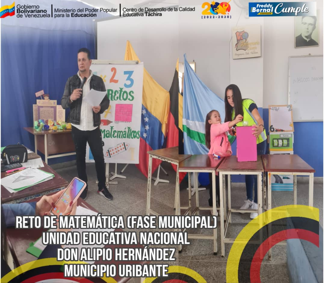 #6DeMarzo 🇻🇪 Participación de nuestras instituciones en el Reto Municipal de Matemáticas.

#NadieNosDetiene 

<a href="/NicolasMaduro/">Nicolás Maduro</a> <a href="/_LaAvanzadora/">Yelitze Santaella</a> @MPPEDUCACION <a href="/Berzabethg1/">Berzabethgandicaoficial</a> <a href="/CDCETachira/">CDCE Táchira</a> 
<a href="/Alexis_J_Castro/">Alexis Javier Castro</a>