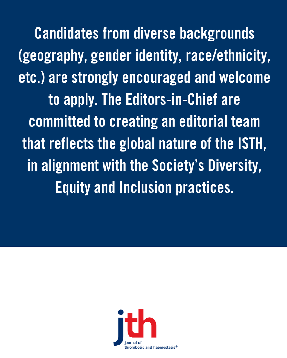 Do you have journal editing experience? The ISTH is looking for associate editors & methodological reviewers: ✅Applicants must be ISTH members ✅Candidates from diverse backgrounds encouraged to apply ✅Applications due Friday, March 29 Apply here: l8r.it/wEik