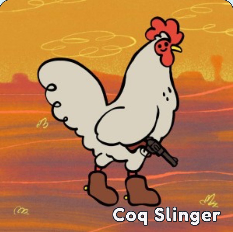 WojakSatoshi's tweet image. my chikn " $coq slinger" is a meme. love to see it

@CoqInuAvax  @gravy_dream @chikn_nft