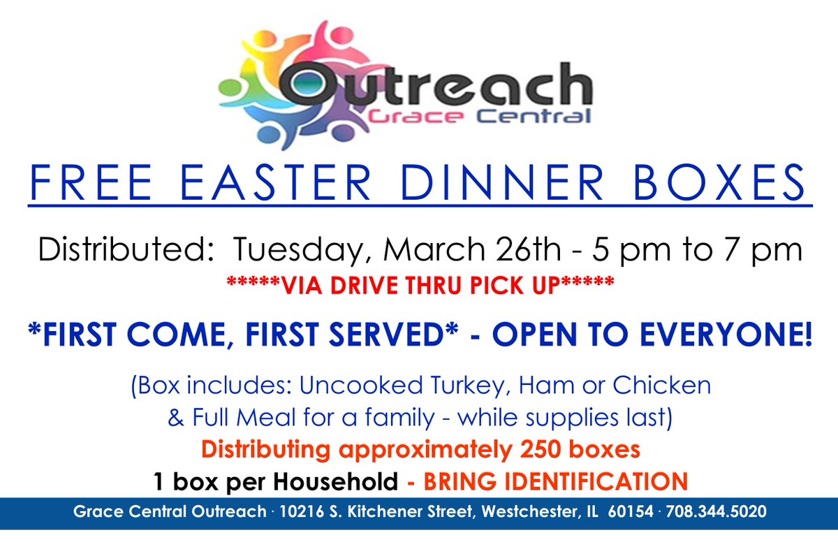Please Share! #GCFD #FreeGroceries #GraceCentral
#InThisTogether #GraceCentralFoodPantry #WestchesterIL #BellwoodIL #HillsideIL #BerkleyIL #MaywoodIL #BroadviewIL #StoneParkIL #NorthlakeIL #GreaterChicagoFoodDepository #feedingAmerica #NeighborshelingNeighbors #MakeADifference