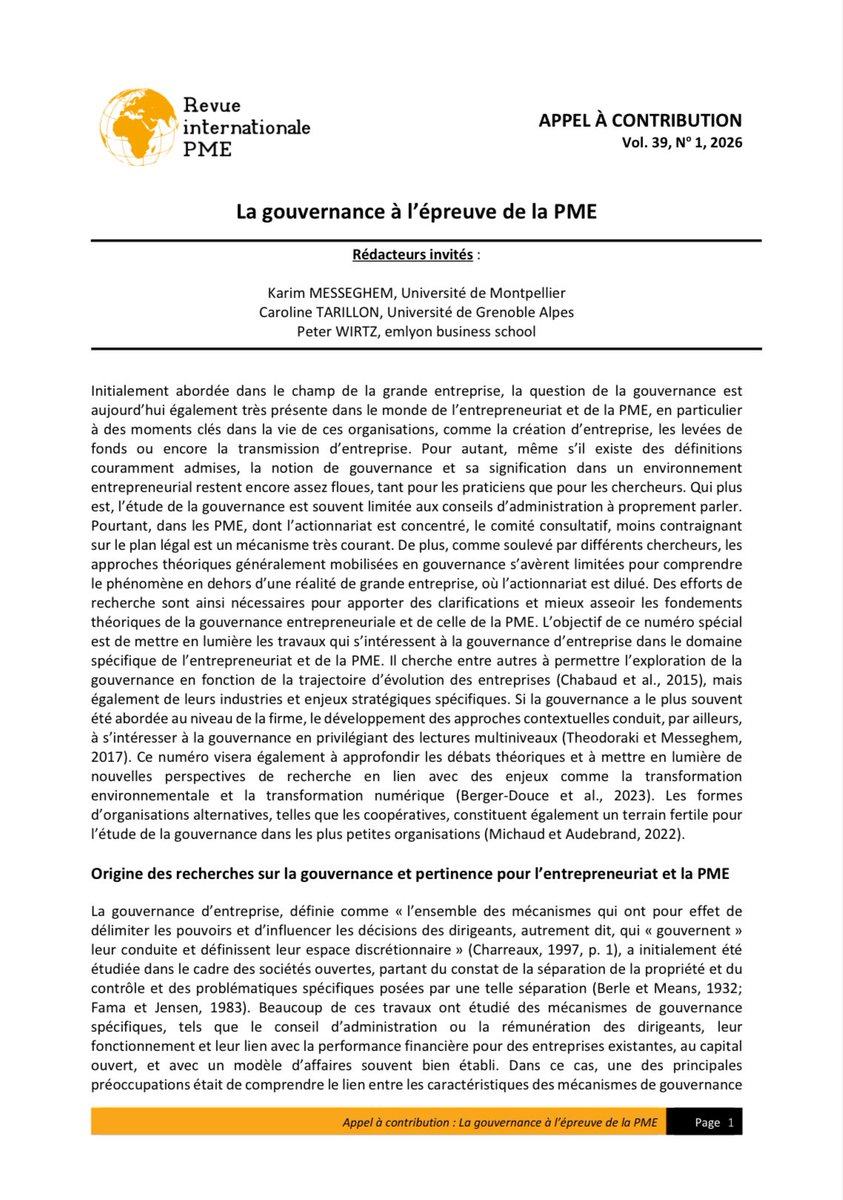 Revue internationale PME tweet media