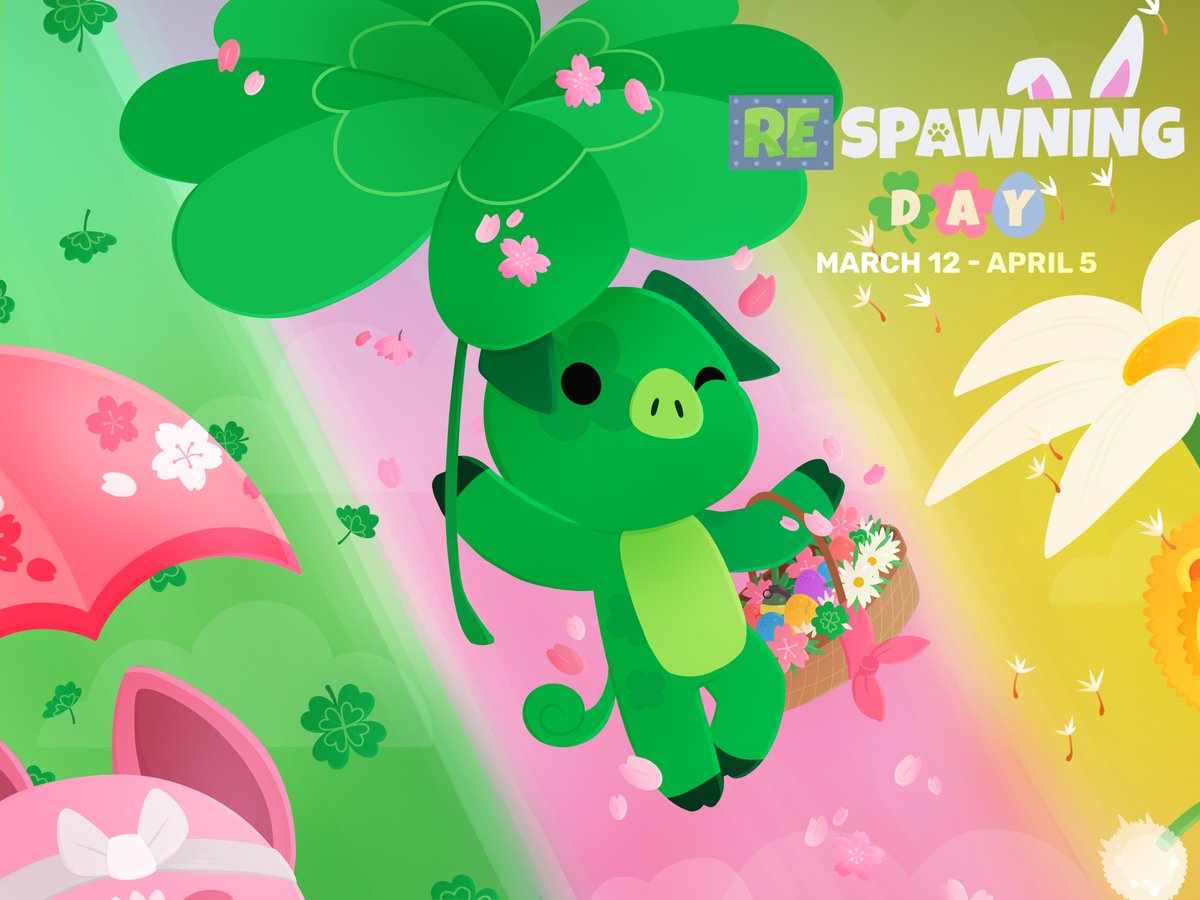 AnimalRoyale's tweet photo. A multi-holiday Respawning Day starts this Tuesday, March 12th

🍀 St. Pawtrick’s Day
🌸 Sakura Festival
🥚 Respawning Finale

Each themed week will release with a new Super Animal breed, 3 cosmetics to unlock, and 5 challenges to complete! https://t.co/ecUWY5KCCW