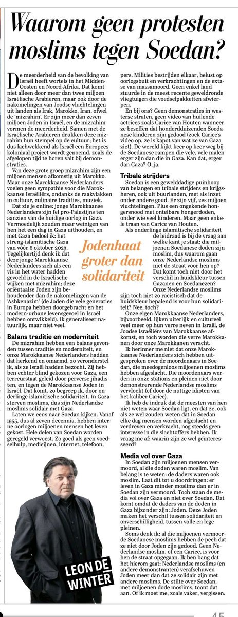 Jan B. Hommel (@recomendsfaults) on Twitter photo Jezus, <a href="/leondewinter/">Leon de Winter</a>, hier past slechts een nederig stilzwijgen.
Ik wist en weet van de enorme humane tragedie in #Sudan.
Maar wat is dit een bitter scherpe schets van de westerse elitaire hypocrisie.
Lezen en delen. Dat is alles wat ik ervan wil zeggen. Jezus, <a href="/leondewinter/">Leon de Winter</a>, hier past slechts een nederig stilzwijgen.
Ik wist en weet van de enorme humane tragedie in #Sudan.
Maar wat is dit een bitter scherpe schets van de westerse elitaire hypocrisie.
Lezen en delen. Dat is alles wat ik ervan wil zeggen.