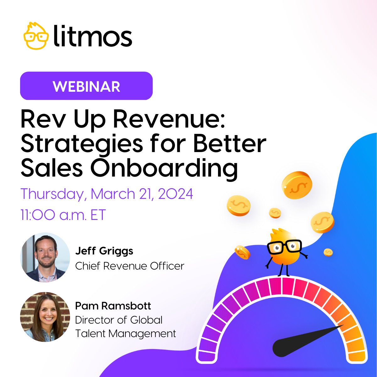 Join Litmos' CRO, Jeff Griggs, and Litmos' Director of Talent Management, Pam Ramsbott, for a webinar on March 21 at 11:00a.m. E.T. They'll discuss how HR and revenue leaders can work together to build effective sales onboarding programs. Register: bigmarker.com/litmos/Rev-Up-…