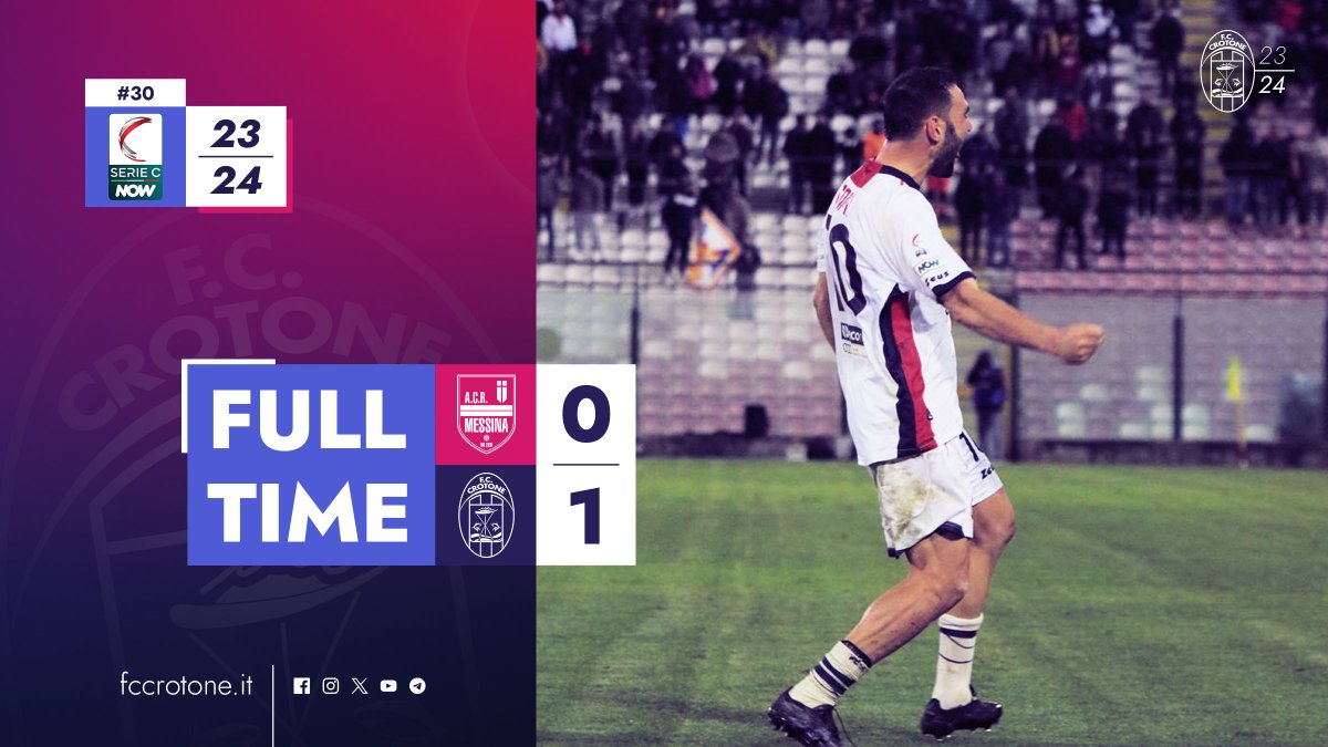 🏁⚽️ Finale al 🏟 San Filippo- Franco Scoglio #MessinaCrotone 0️⃣-1️⃣ 🔴🔵🦈