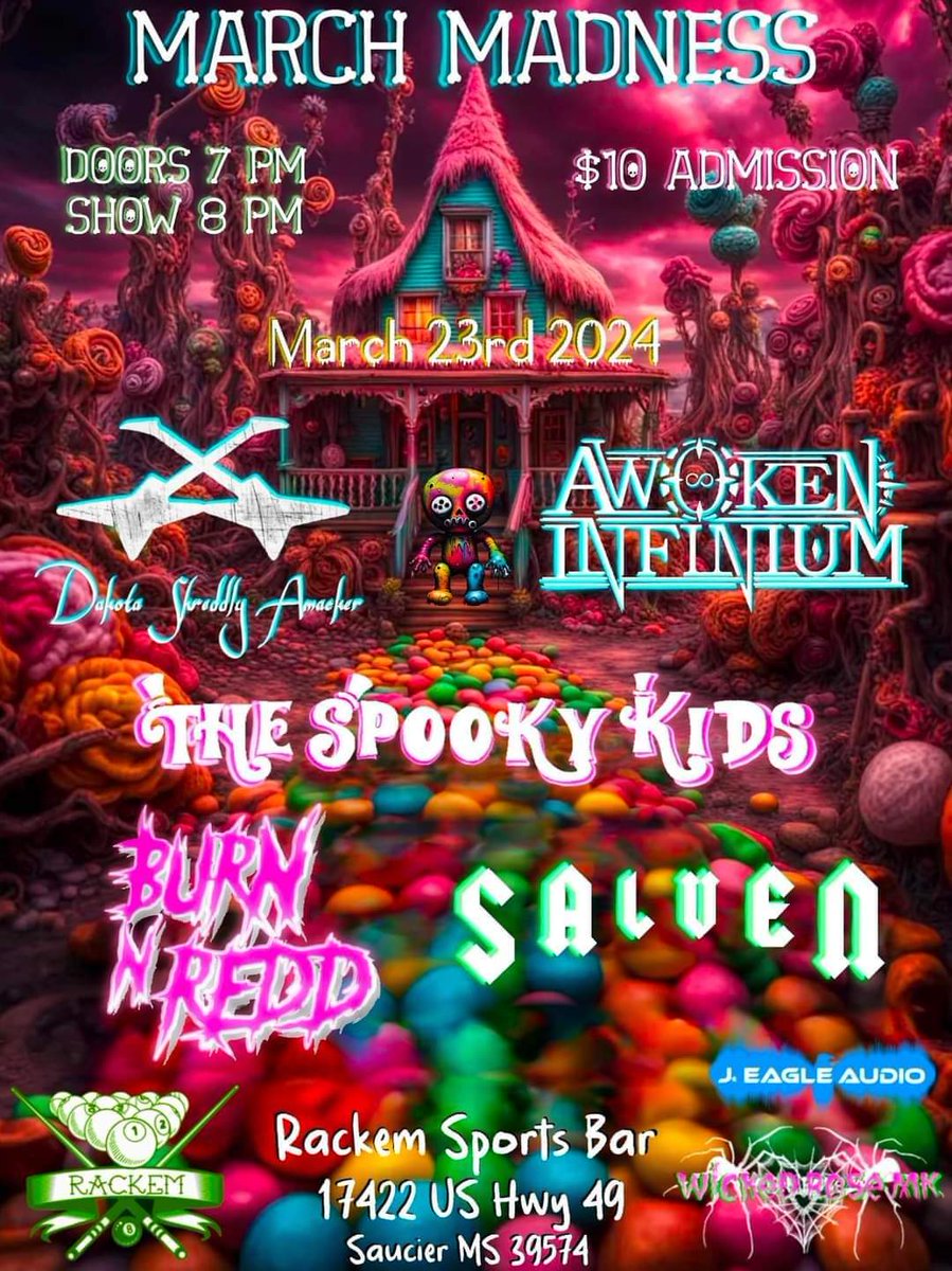 TheShreddly's tweet photo. ⚠️Next show!⚠️

Saturday, March 23rd
Rackem Sports Bar in Saucier, MS

Don't forget;

The nearest upcoming show, I'll be pulling double duty with a solo set ( Dakota "Shreddly" Amacker ), and with Awoken Infinium. https://t.co/YWEex44cjW