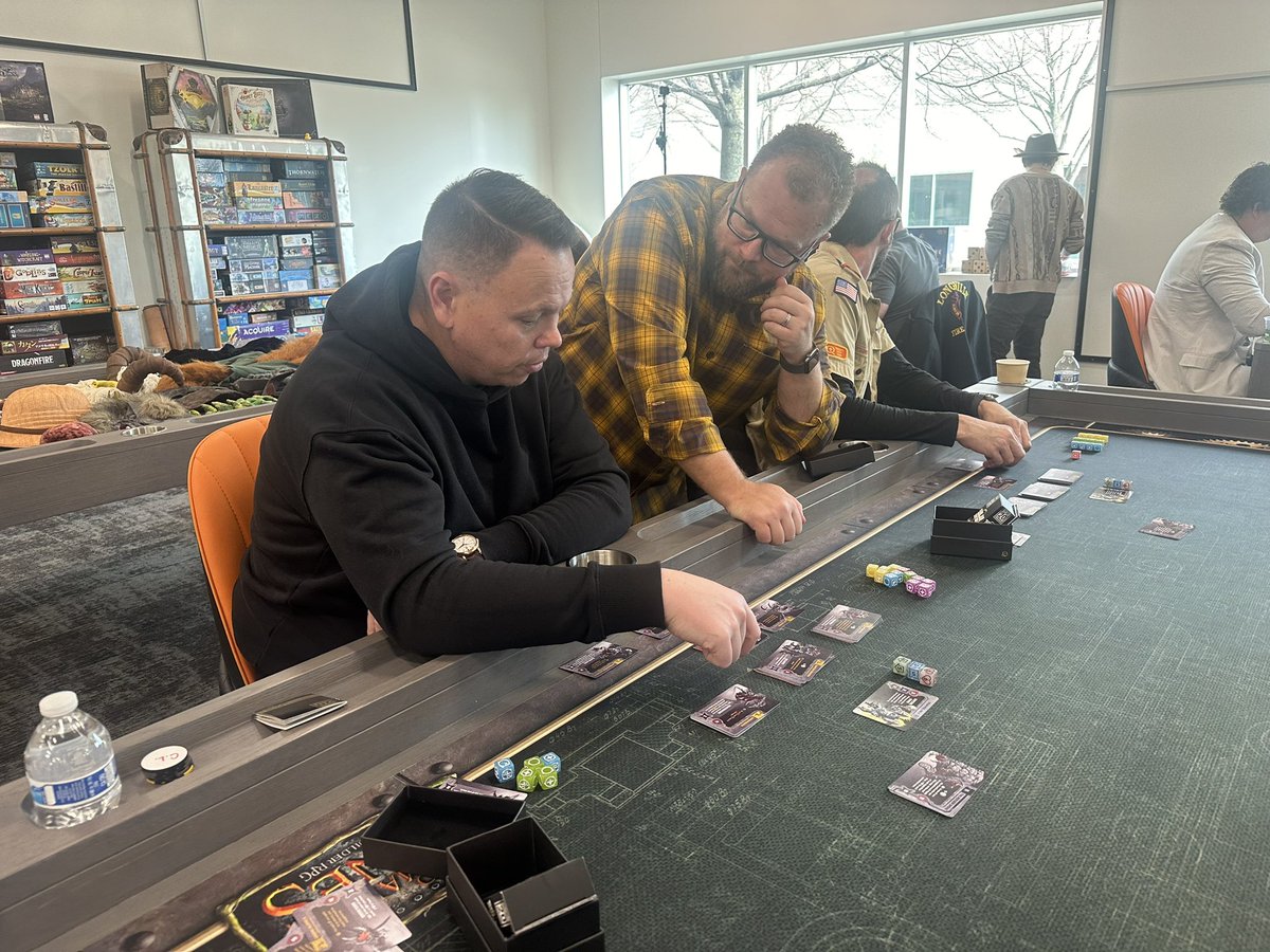 EgonautsNFT's tweet photo. While guests enjoyed pastries, bagels and caffeine spiked lemonade catered in by a nearby bakery, guests signed up for three different structured tabletop games. Two of which were created by Chip Theory Games, “#20Strong” and also “#Wroth”.
20 Strong is a modular solo adventure game featuring 20 dice integrated in a variety of unique ways across game multiverse (1st and 2nd pics below); attendees were each given their own set of a new 20 Strong Solar Sentinels deck to take home. Wroth is a play area control game produced by Chip Theory and renown game designer Manny Trembley (3rd and 4th pics below) and is being released to the public on Tuesday, March 12th via Kickstarter. DM for more information.