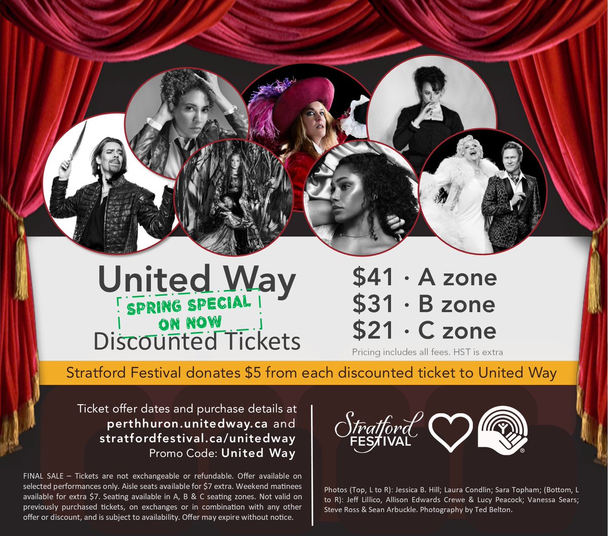 7 productions. 70 shows. An opportunity to support your community &amp; enjoy world-class theatre.
The Stratford Festival's Spring Special for United Way Perth-Huron is on now!
$5 from each discounted ticket goes toward our 100% local work.
More details: perthhuron.unitedway.ca/stratford-fest…