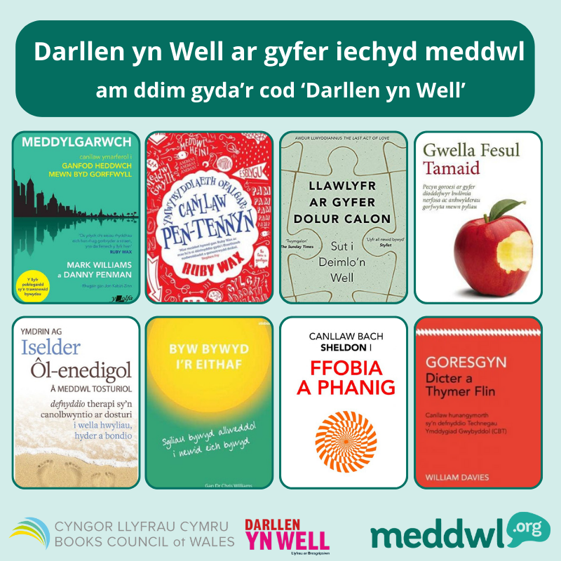 Mae #DarllenYnWell ar gyfer iechyd meddwl yn darparu gwybodaeth a chymorth ar gyfer rheoli cyflyrau #IechydMeddwl a delio â theimladau a phrofiadau anodd. Hawliwch lyfr AM DDIM gyda'r cod 'Darllen yn Well'! 🤩 ➡️ bit.ly/DarllenYnWellM… #Darllen #Cymraeg #LlyfrauCymraeg