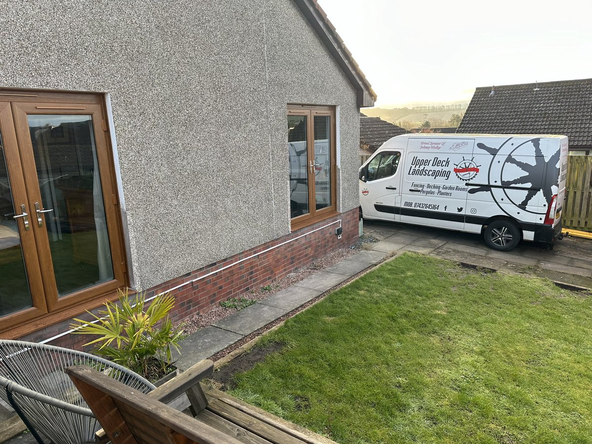 Finishing off this black deck today. Our customer had 2 French doors fitted earlier in the year and looked to us to give them a great usable area that also leads into their garden. We also added this small section of glass balustrade from <a href="/SpectraglassLtd/">Spectraglass Ltd.</a> to really finish it off.