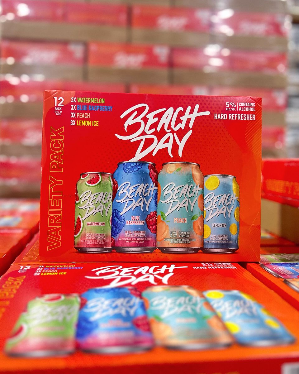 ☀️NEW ☀️
Beach Day: Hard Refresher (5% ABV)
🍉 Watermelon
🩵 Blue Raspberry
🍑 Peach
🍋 Lemon Ice
#BeachDay #New #Spring #Summer #NewInnovation #Drinks #NewDrinks #Beach #HardRefresher #Watermelon #BlueRaspberry #Peach #LemonIce