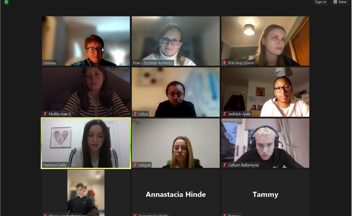 Francesca Snitjer (@fransnitjer) on Twitter photo Great subgroup meeting with the <a href="/AthTrustScot/">Athletics Trust Scotland</a> Young People's Forum this evening, looking at inclusion, retention, and mental health of young athletes <a href="/LindsayMcMaho15/">Lindsay McMahon</a> <a href="/callum6701/">callum Ballantye</a> <a href="/abigail_s77/">Abigail Strath</a> <a href="/LidyaWoldesela4/">Lidya Woldeselassie</a> <a href="/SALDevelopment/">SALDevelopment</a> <a href="/erinannquinn1/">Erin Ann Quinn (she/her)</a> <a href="/NaideenDailly/">Naideen Dailly</a> <a href="/scotathletics/">scottishathletics</a> Great subgroup meeting with the <a href="/AthTrustScot/">Athletics Trust Scotland</a> Young People's Forum this evening, looking at inclusion, retention, and mental health of young athletes <a href="/LindsayMcMaho15/">Lindsay McMahon</a> <a href="/callum6701/">callum Ballantye</a> <a href="/abigail_s77/">Abigail Strath</a> <a href="/LidyaWoldesela4/">Lidya Woldeselassie</a> <a href="/SALDevelopment/">SALDevelopment</a> <a href="/erinannquinn1/">Erin Ann Quinn (she/her)</a> <a href="/NaideenDailly/">Naideen Dailly</a> <a href="/scotathletics/">scottishathletics</a>