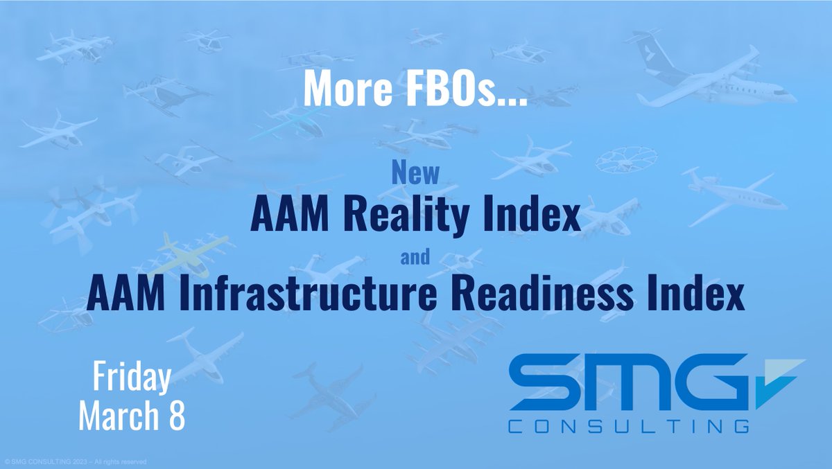 A new AAM Reality Index and a new AIR Index are coming this Friday at 10a PST on our website. Also look for it on this week’s @AviationWeek's AAM Report.

#uam #urbanairmobility #aam #advancedairmobility #airtaxi #evtol #infrastructure #vertiports #aamrealityindex #airindex