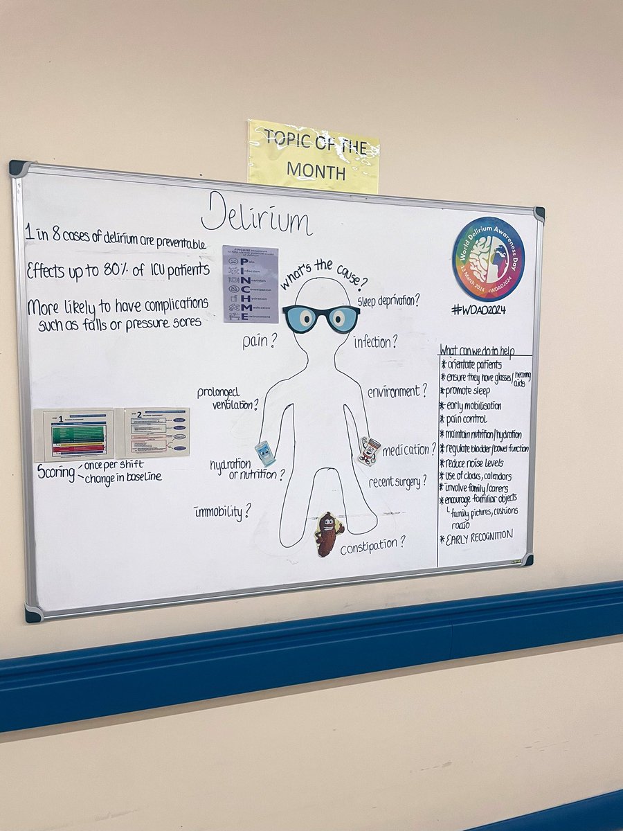 Delirium awareness day next week. Buzz sessions running all next week in ICU. Everyone welcome 🧠💡 #WDAD2024 @UHMonklands @saraash100