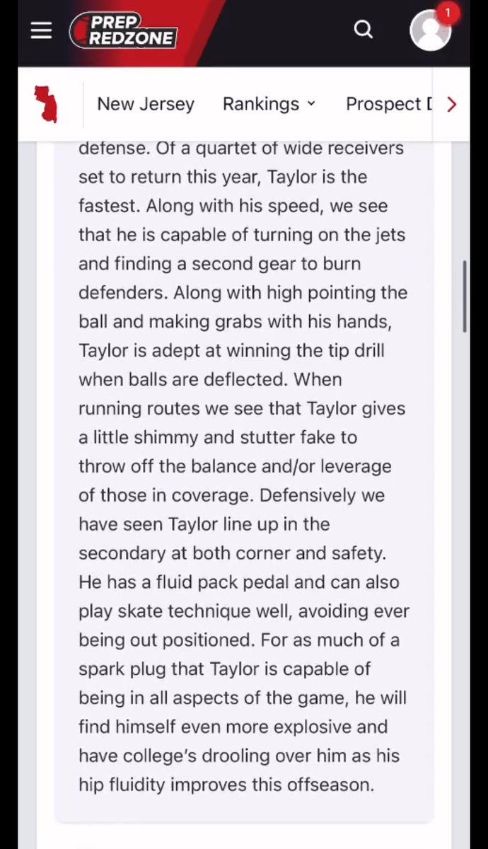 Thank You @PrepRedzoneNJ For the write up! Looking forward to improve on any area I lack! My best football is ahead of me! @EOJagsFootball @COACH_JAKES @CoachDoubleA @Baj_Blitz @lock1n