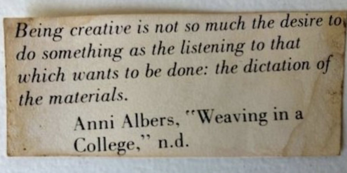 zachlieberman's tweet image. lectured about Anni Albers today -- 

she has so much to teach us about listening to materials.
