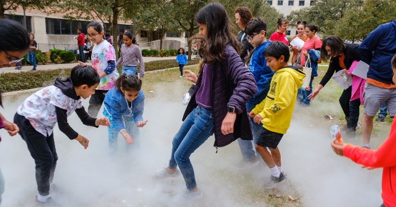 TexasExes's tweet photo. In Honor of International Women's Day, we are looking back on STEM Girl Day at @UTAustin, which takes place every February and offers free and hands-on STEM activities to elementary and middle school students. Read more about STEM Girl Day and activities in the Alcalde Online.