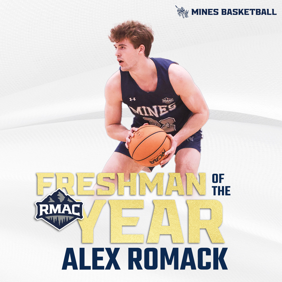 🏀 𝙍𝙈𝘼𝘾 𝙁𝙍𝙀𝙎𝙃𝙈𝘼𝙉 𝙊𝙁 𝙏𝙃𝙀 𝙔𝙀𝘼𝙍 ⚒ What a debut season it was for Alex Romack this year as he burst onto the scene as one of the top freshman in the country in Division II and earning Freshman of the Year honors from the RMAC! #HelluvaEngineer
