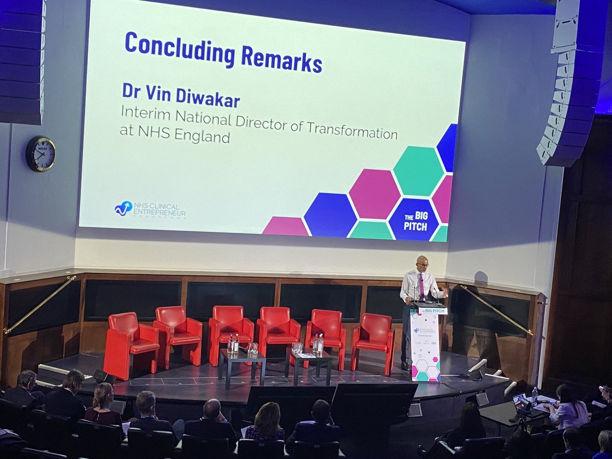 Dr Vin Diwaker, National Director of Transformation at NHS England is concluding tonight’s Clinical Entrepreneur Programme Big pitch event. “The NHS has the potential to be the world’s largest test bed for amazing healthcare innovation”