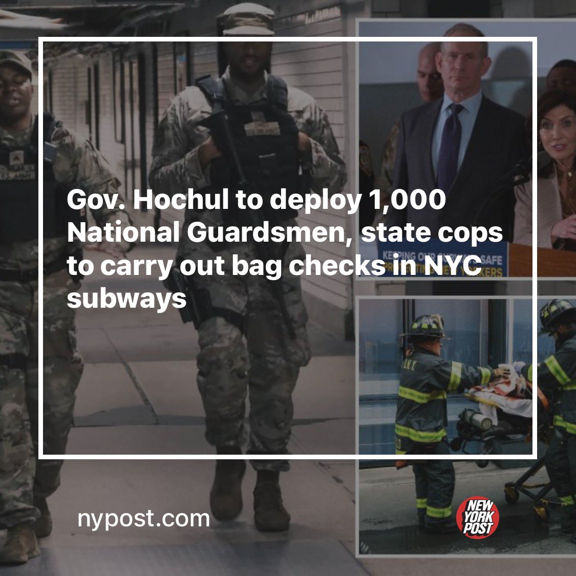 I applaud the Governor’s continuing efforts to address the subway crime and disorder crises, but the problem with this public relations initiative, and there are many, is that the Guardsmen are not trained for the subway environment and all the many safety issues in that…