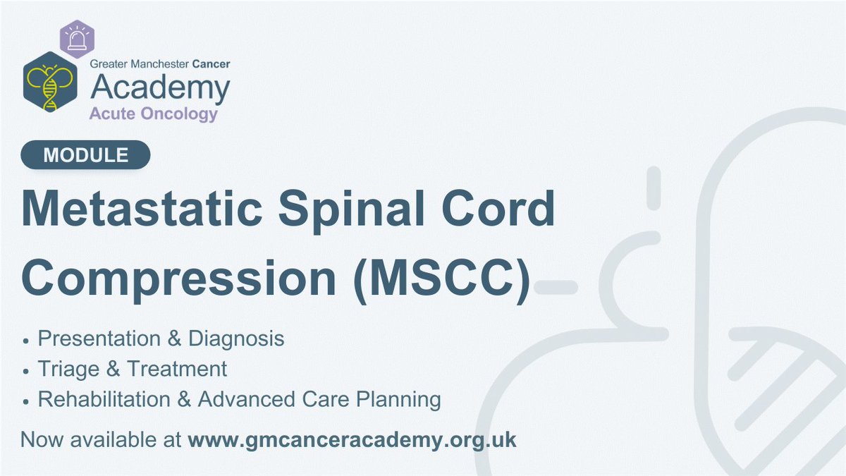 Are you involved in the treatment or diagnosis of patients with MSCC?

We offer a 3-part eLearning course focusing on timely diagnosis, triage &amp; treatment and rehabilitation. 

Register as a user and enrol for free here 👉 bit.ly/3pkDBDq
