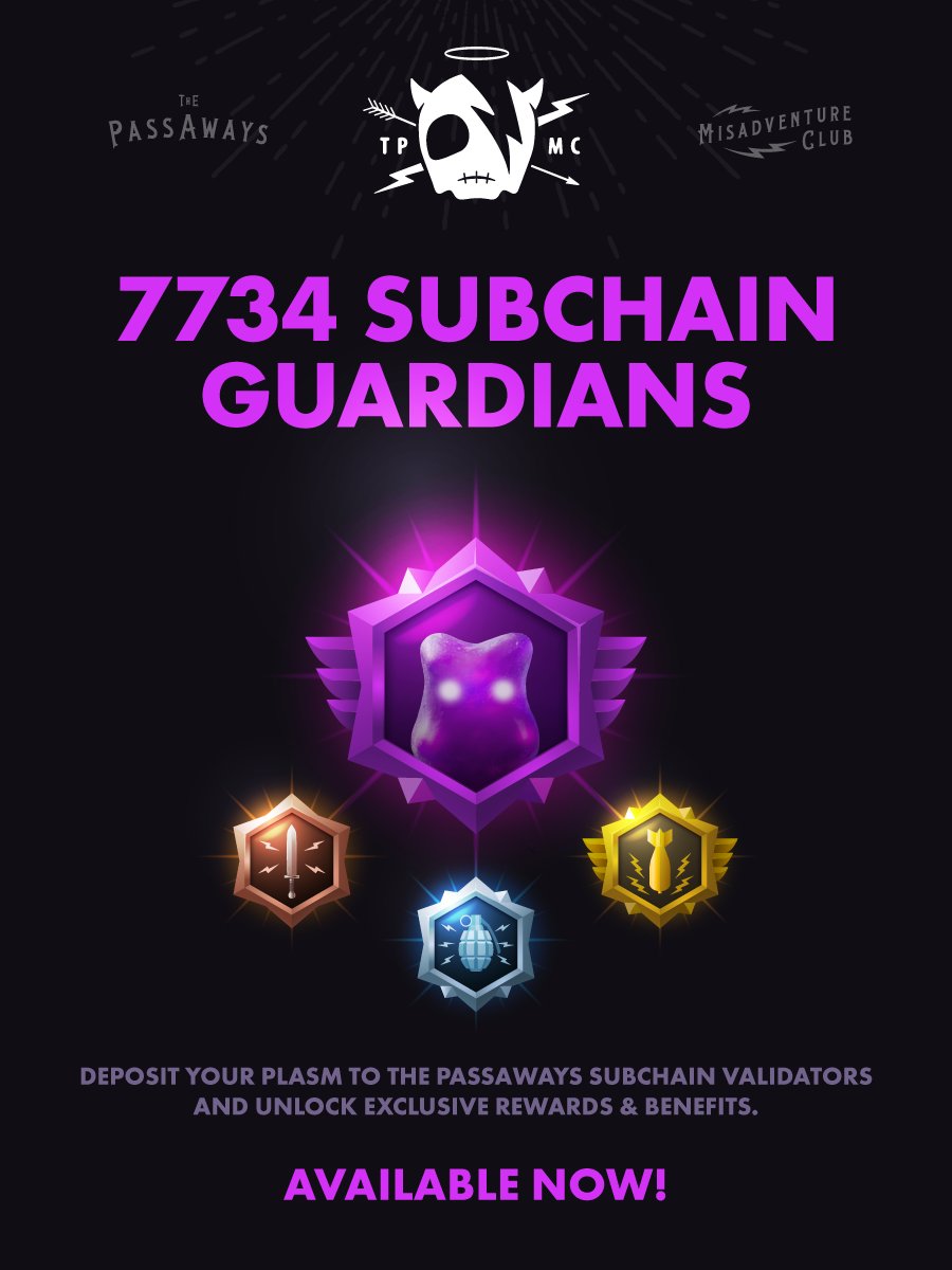 Passaways (TPMC) (@thepassaways) on Twitter photo Join the 7734 GUARDIAN program!
Deposit your $PLASM to the Passaways Subchain validators (on <a href="/Theta_Network/">Theta Network</a>) and unlock exclusive rewards & benefits.
Join here:
passaways.com/tpmc/7734-guar… Join the 7734 GUARDIAN program!
Deposit your $PLASM to the Passaways Subchain validators (on <a href="/Theta_Network/">Theta Network</a>) and unlock exclusive rewards & benefits.
Join here:
passaways.com/tpmc/7734-guar…