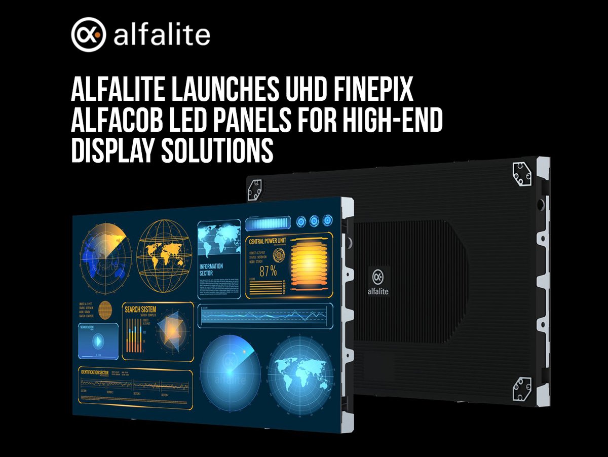 .@Alfalite launches UHD Finepix AlfaCOB LED panels. Ranging 0.6-1.8mm pixel pitch, they set new standards in energy efficiency and performance with over 100,000 hours lifespan. signageinfo.com/display-tech/4… #DigitalSignage #DOOH #AVTweeps These innovative panels utilize AlfaCOB