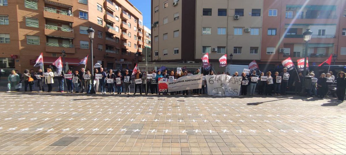 Avui concentració a València convocada per la CGT davant de l'IVASS (Institut Valencià de Serveis Socials) amb els crit 'Estem fartes de no descansar' i 'El IVASS incompleix'.