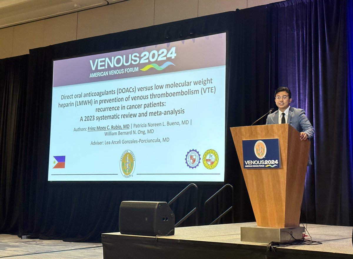 Shared insights from our 2023 systematic review and meta-analysis at #VENOUS2024 @VenousForum 📊📈

The conference buzzes with fresh perspectives and intriguing trials on vascular health. Thrilled to delve into new studies in this field! 

#MedTwitter #VascularHealth 🫀🇵🇭