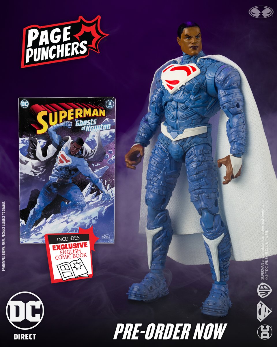 Earth-2 Superman™ based on the exclusive Superman: Ghosts of Krypton 4 PART COMIC SERIES is available for pre-order NOW at select retailers!
➡️ bit.ly/Earth2Superman…

7' figure includes art card, base & comic.  

#McFarlaneToys #PagePunchers #Superman #GhostsofKrypton