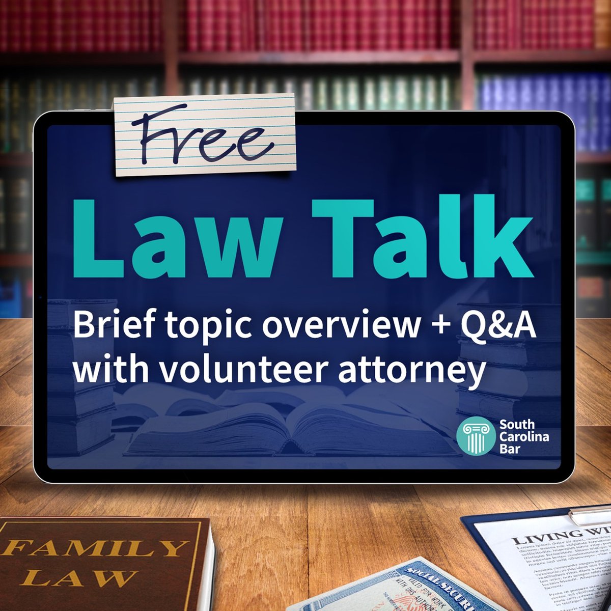 Our next free Law Talk event with the @SCBar covers Wills, Estates, and Probate. Join us at the Middle Tyger Library on Tuesday, March 12 to have your legal questions answered and keep your eyes 👀 peeled for upcoming topics.