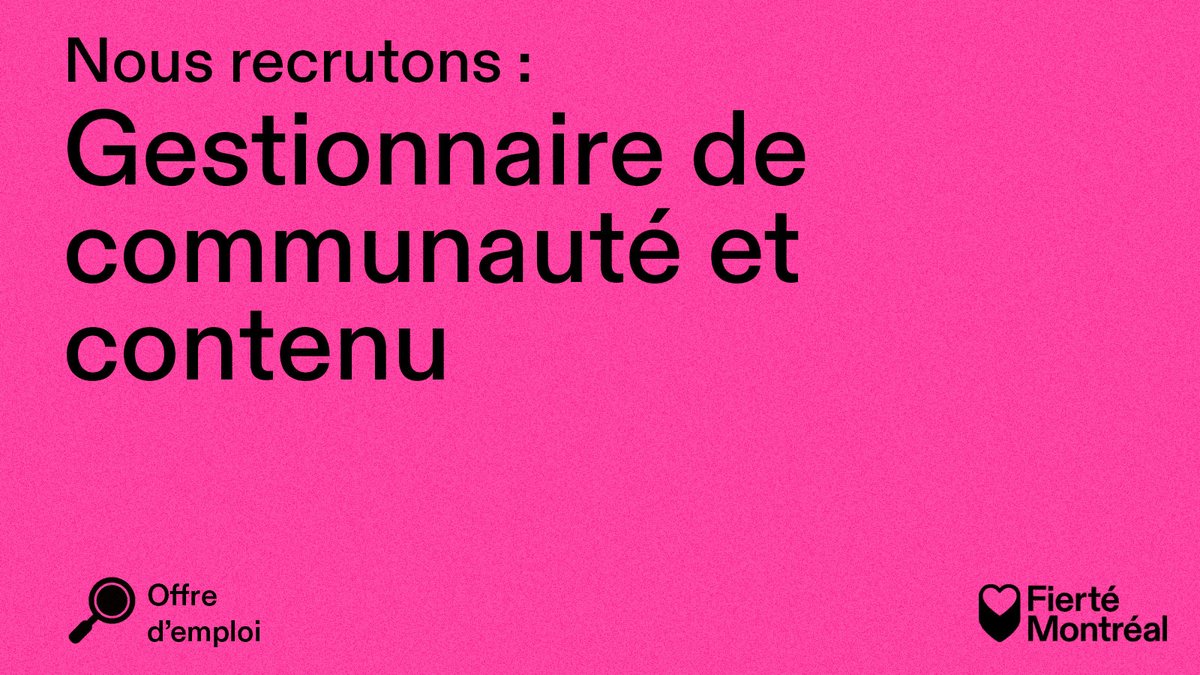 Fierté Montréal est à la recherche de son.sa prochain.e gestionnaire de communauté et contenu! Joins-toi à nous et participe à l'amplification des voix des communautés 2SLGBTQIA+🌈! fiertemontreal.com/fr/carrieres/g…